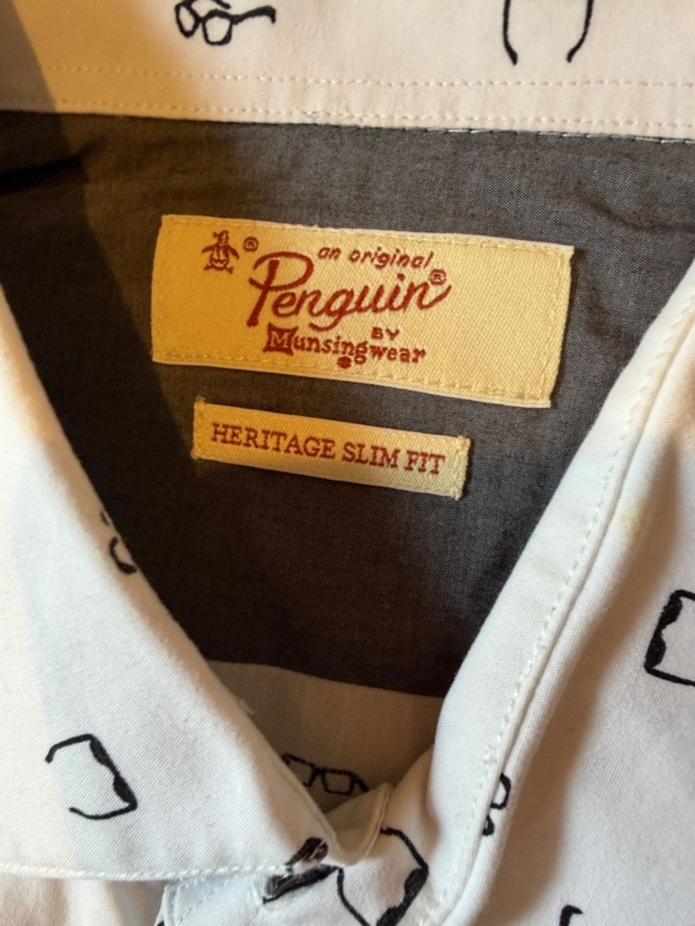Original Penguin White Button-Up Shirt with Eyeglass Print - Picture 2 of 3